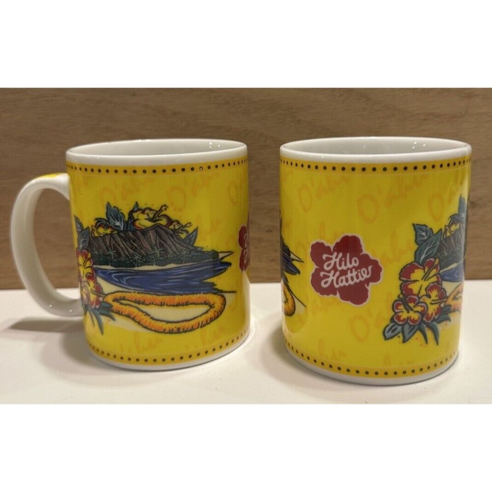2 Hilo Hattie Hawaii Coffee Mug Cup Island Heritage O’ahu Diamond Head 12 oz